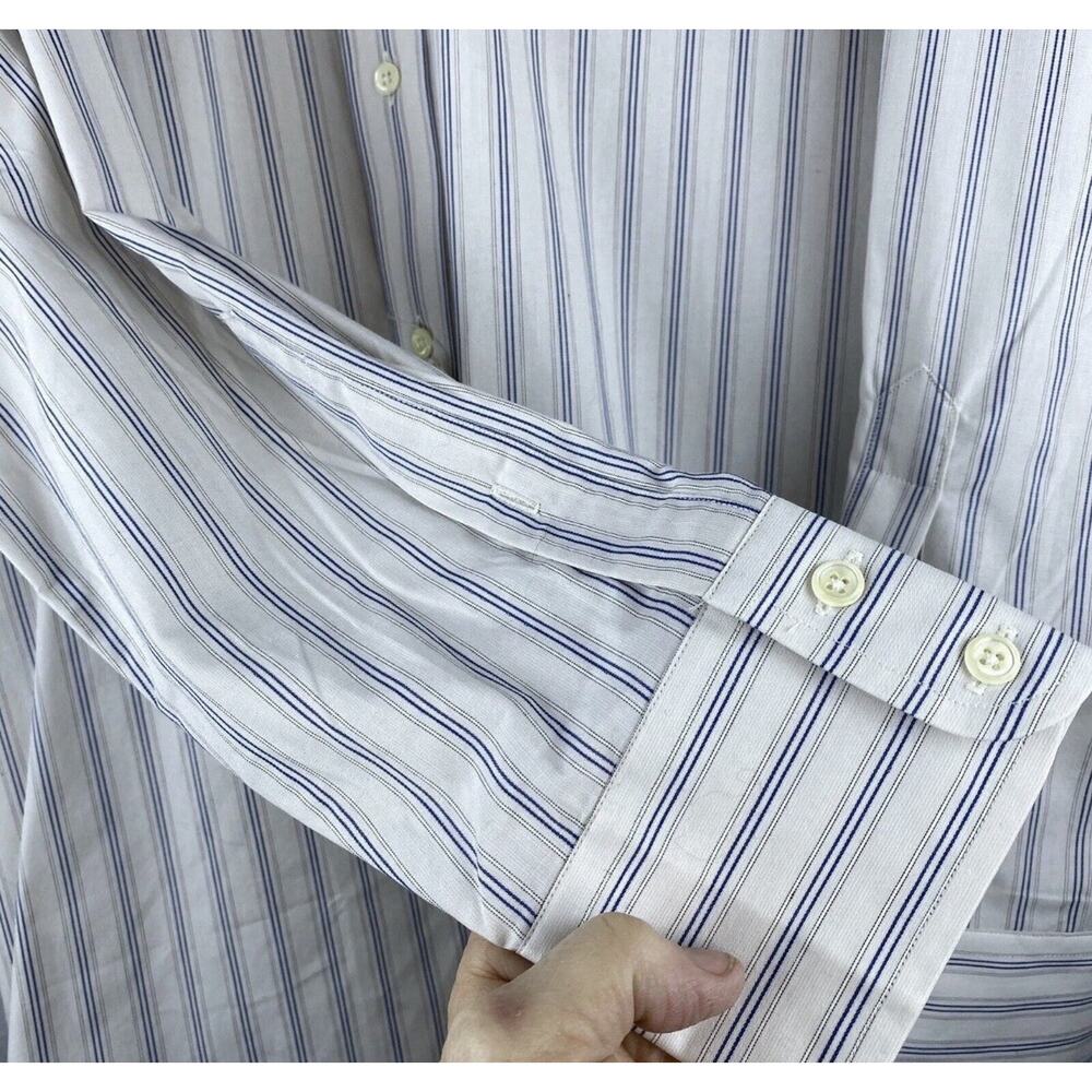 Vintage Burberrys of London Shirt 16.5 35 NWT USA Cotton Ecru Stripe 90s - Picture 5 of 7